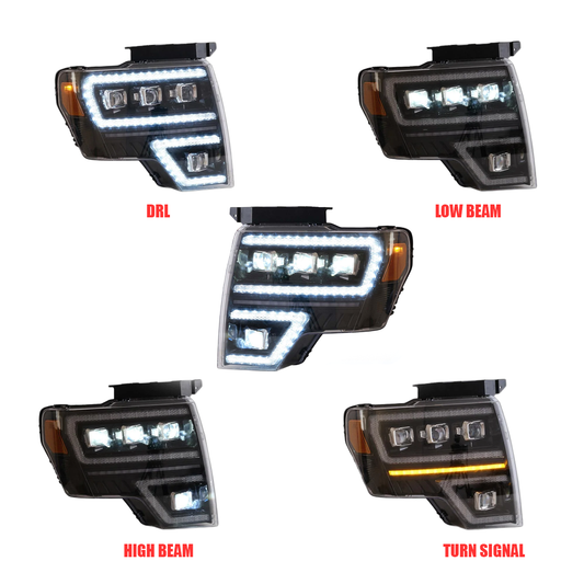 Pair 2009-2014 Ford F-150 / LED Projector Headlights