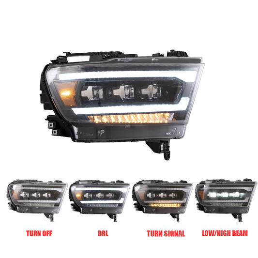 Pair 2019-2024 Dodge RAM 1500 / LED Projector Headlights
