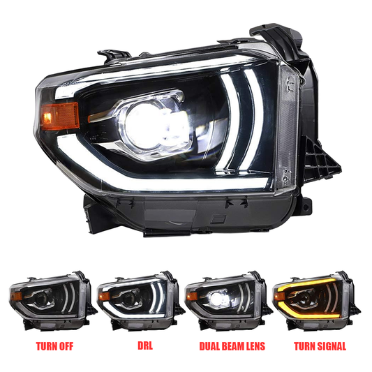 Pair 2014-2021 Toyota Tundra / LED Headlights with LED Lens