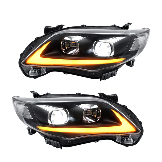 Pair 2011-2013 Toyota Corolla / Headlights with LED DRL