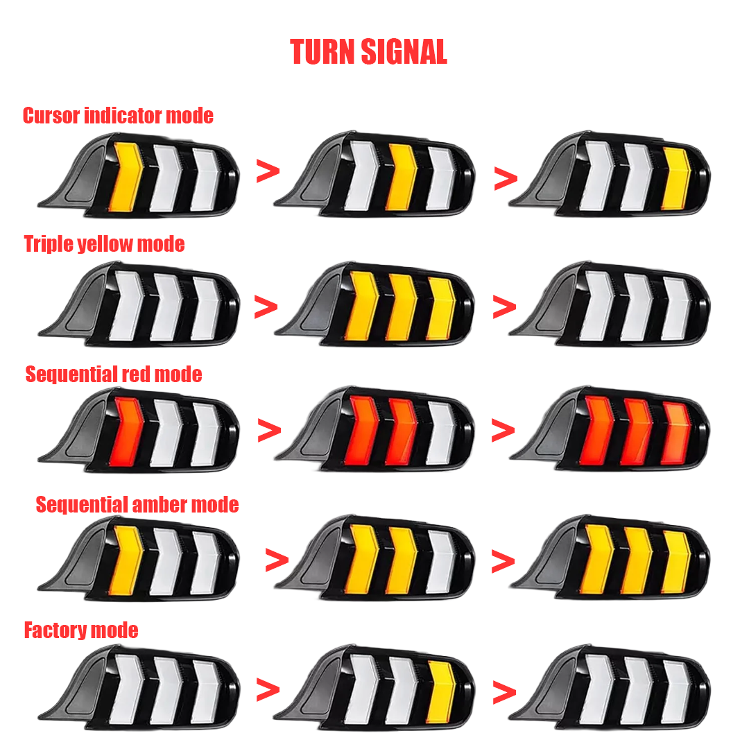 2015-2023 Ford Mustang / LED Taillights with 5 Modes Turn Signals