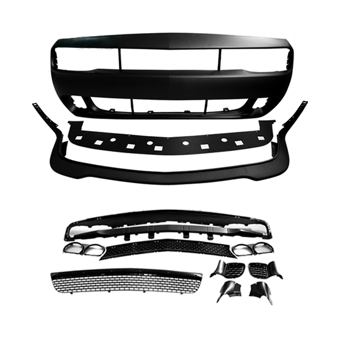 2015-2023 Dodge Challenger / Hellcat Style Front Bumper w/ Grille & HC Lip Unpaint