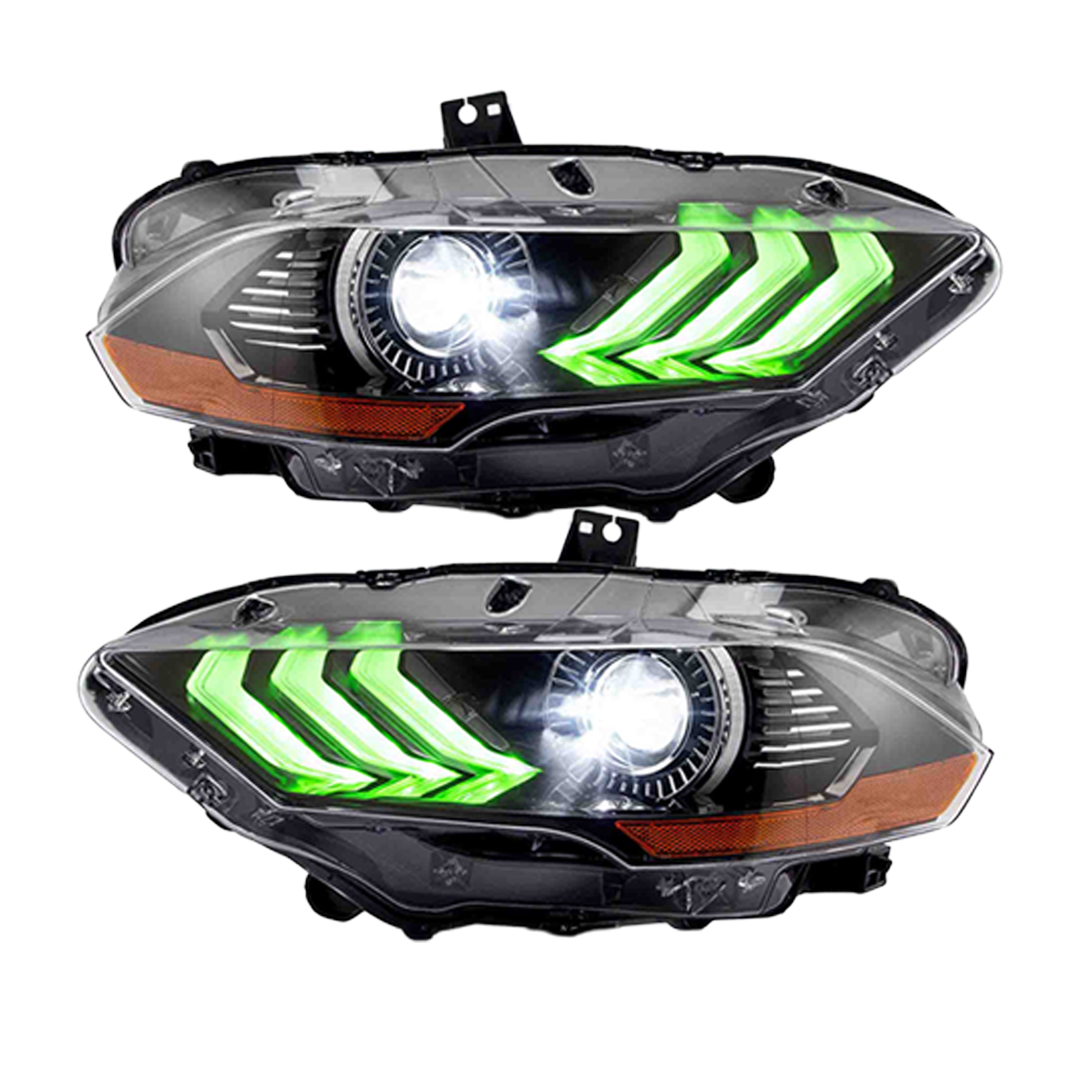 Pair 2018-2023 Ford Mustang / LED Headlights w/ RGB DRL