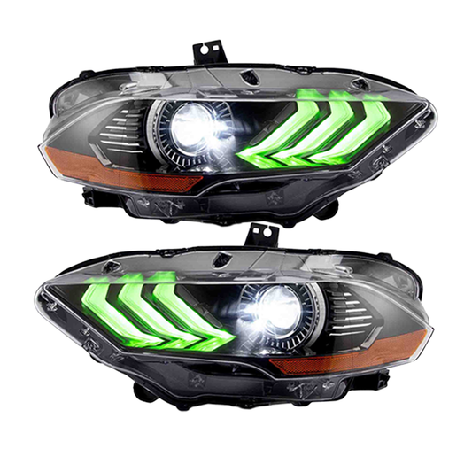 Pair 2018-2023 Ford Mustang / LED Headlights w/ RGB DRL