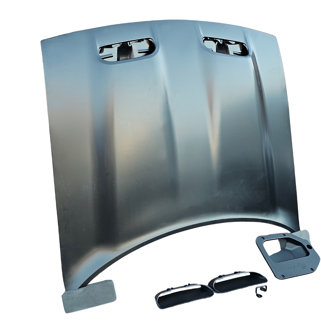 2008 - 2023 Dodge Challenger / SRT Hellcat Redeye Style Dual Snorkel Aluminum Hood